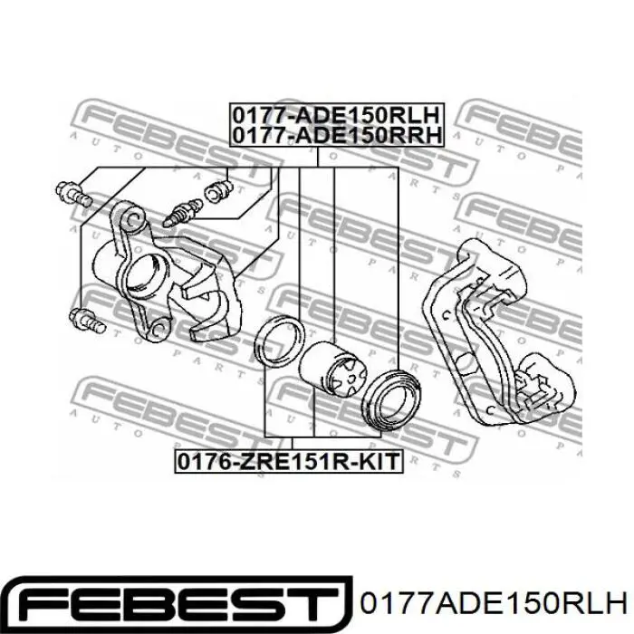 Супорт гальмівний задній лівий 0177ADE150RLH Febest