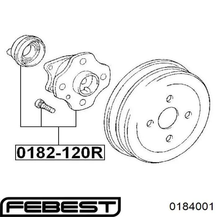 Купити 0184001 Febest Шпилька колісна, передня