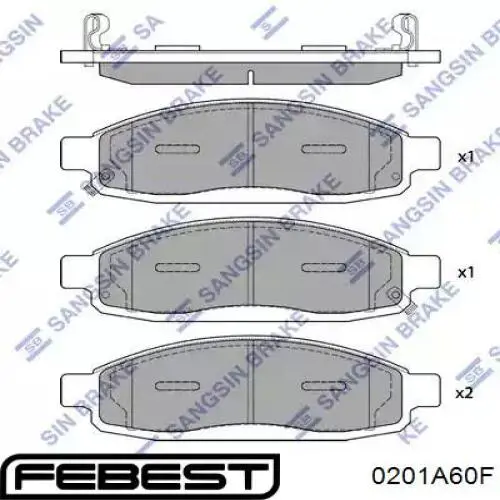 Колодки гальмівні передні, дискові 0201A60F Febest