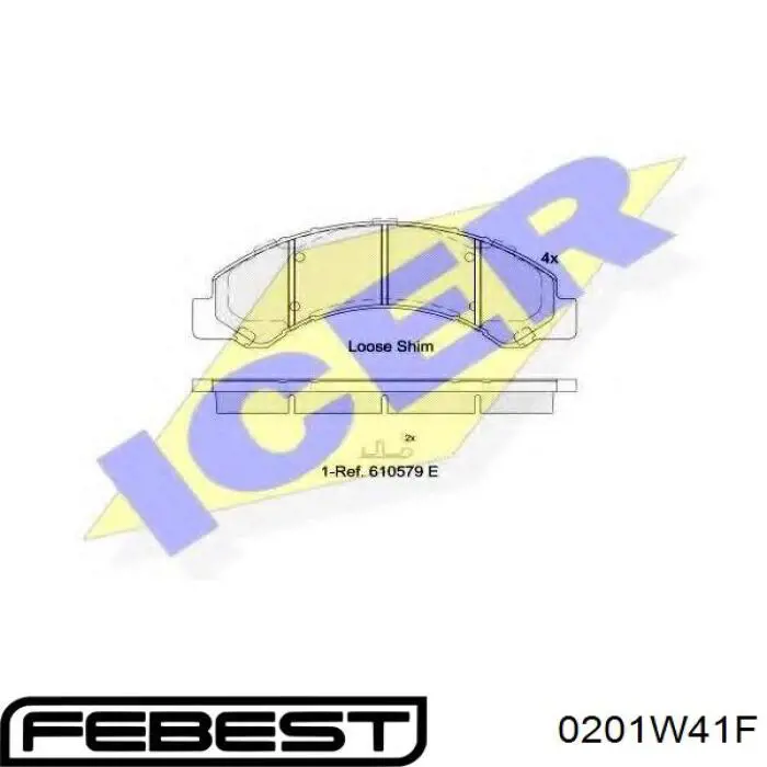 Колодки гальмівні передні, дискові 0201W41F Febest