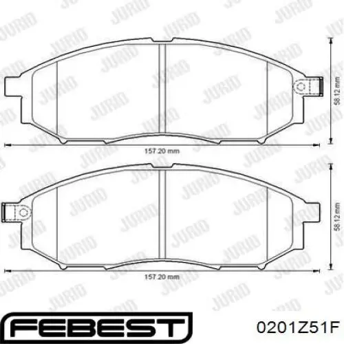 Купити 0201Z51F Febest Колодки гальмівні передні, дискові