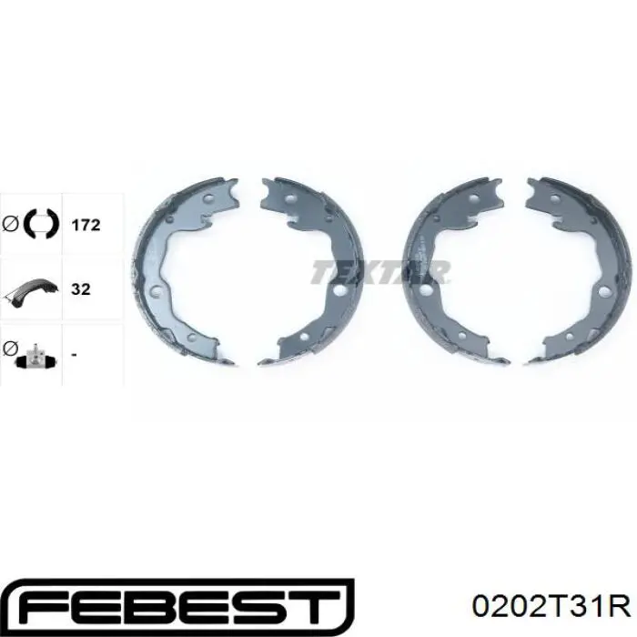 Колодки ручника / стоянкового гальма Febest 0202T31R ціна, від 20.72 USD