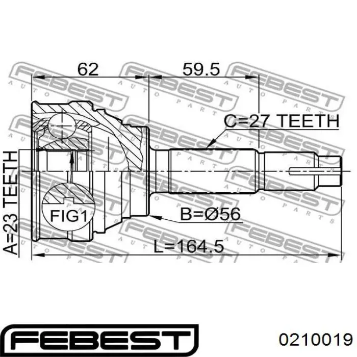 ШРУС зовнішній передній 0210019 Febest