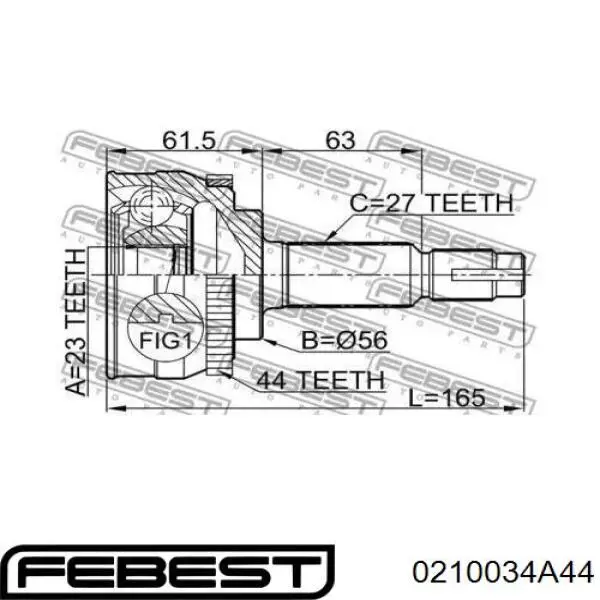Граната колісна Febest 0210034A44 ціна, від 27.28 USD