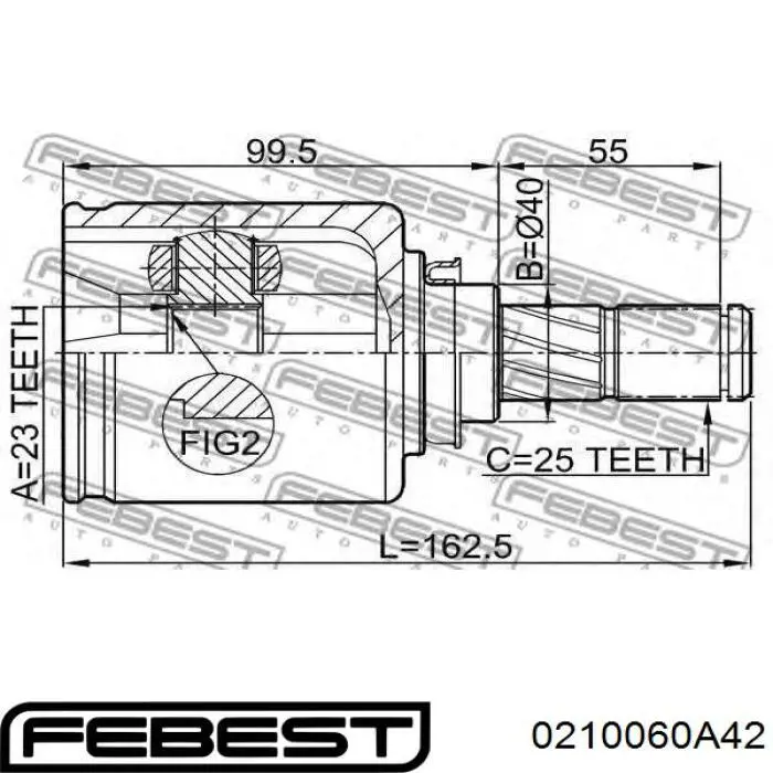 ШРУС зовнішній Febest 0210060A42