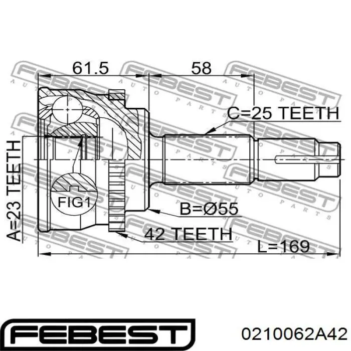 Граната колісна Febest 0210062A42 ціна, від 18.88 USD
