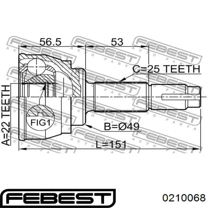 Граната колісна Febest 0210068 ціна, від 28.40 USD