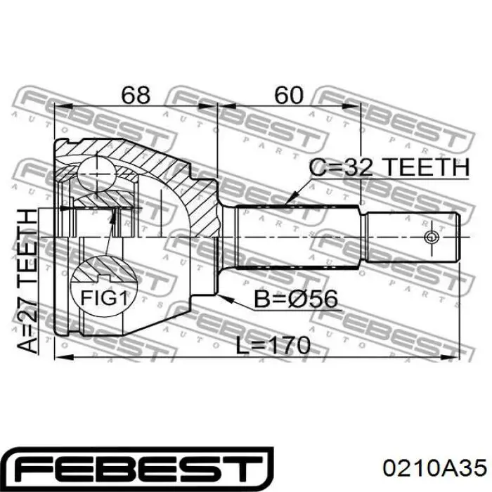 Граната колісна Febest 0210A35 ціна, від 36.12 USD