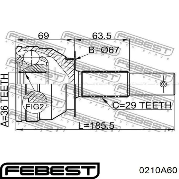 Граната колісна Febest 0210A60 ціна, від 53.49 USD