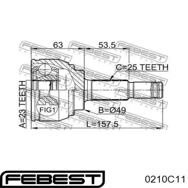 TA41234CVO Safety Шарнір різних кутових швидкостей передній правий