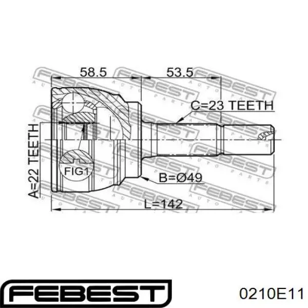 Граната колісна Febest 0210E11 ціна, від 31.67 USD