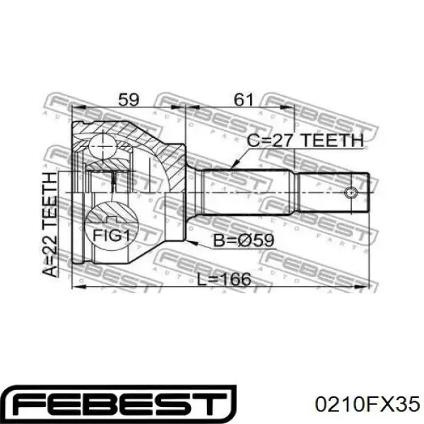 Купити 0210FX35 Febest Шарнір приводу зовнішній