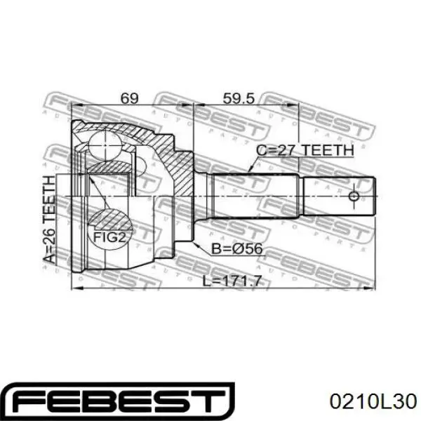 Граната колісна Febest 0210L30 ціна, від 31.06 USD