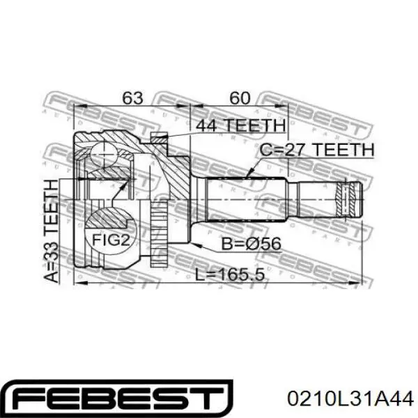Купити 0210L31A44 Febest Шарнір приводу зовнішній