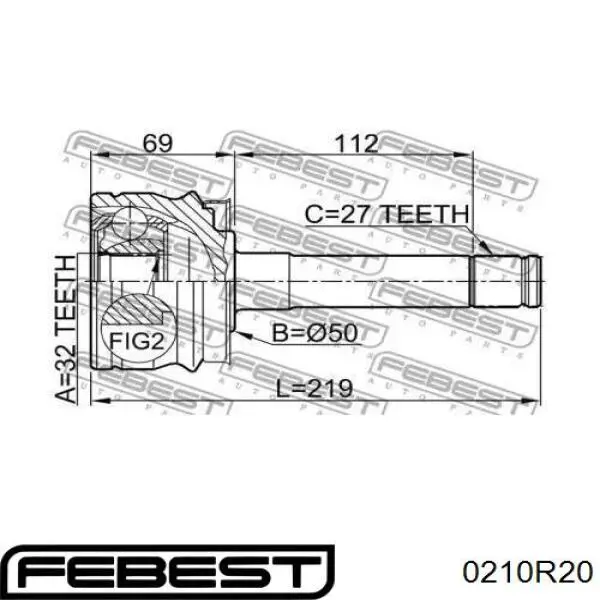 Граната колісна Febest 0210R20 ціна, від 33.74 USD