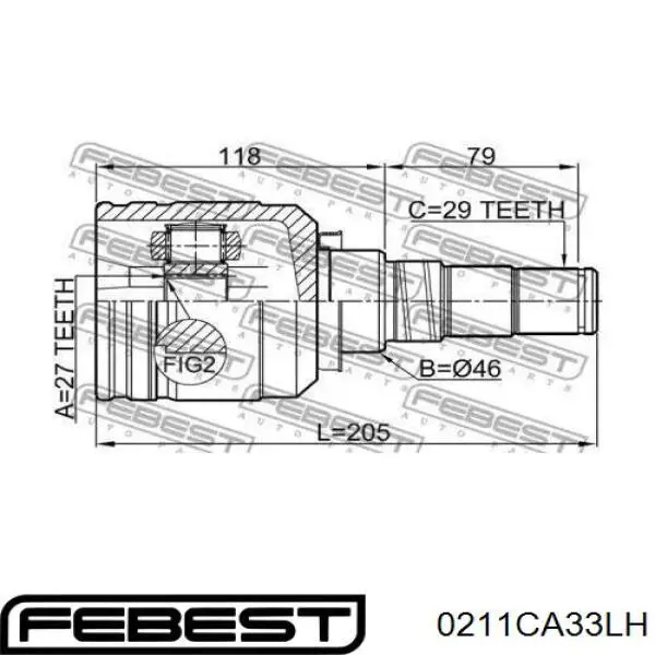Купити 0211CA33LH Febest Граната внутрішня, передня, ліва