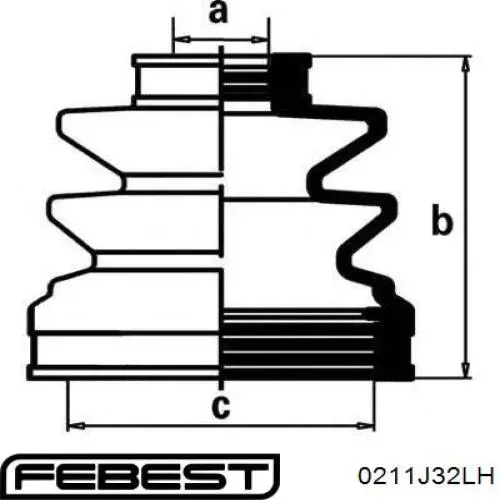 ШРУС внутрішній, передній, лівий Febest 0211J32LH