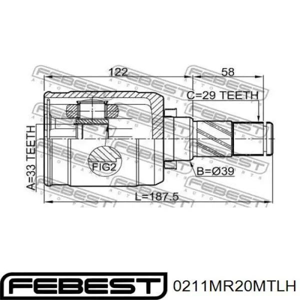 Купити 0211MR20MTLH Febest Граната внутрішня, передня, ліва