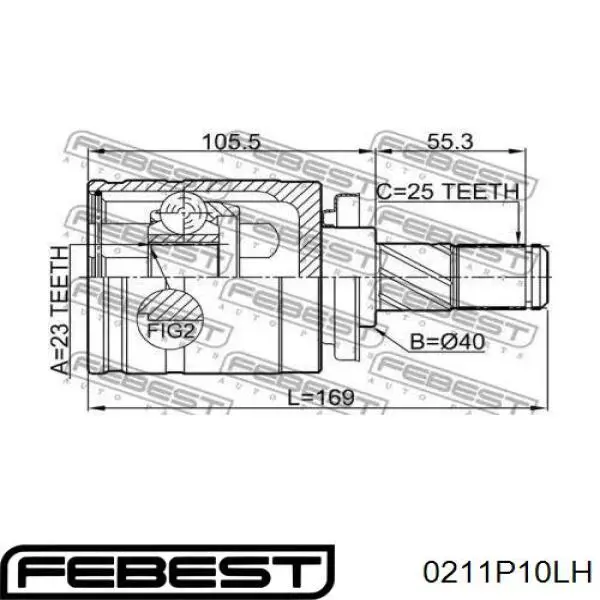 ШРКШ внутрішній, передній, лівий 0211P10LH Febest