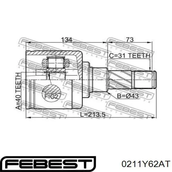 ШРКШ внутрішній, передній Febest 0211Y62AT ціна, від 31.09 USD
