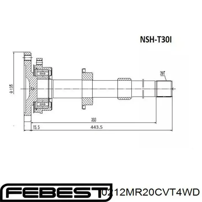 Привід передній лівий Febest 0212MR20CVT4WD ціна, від 36.81 USD