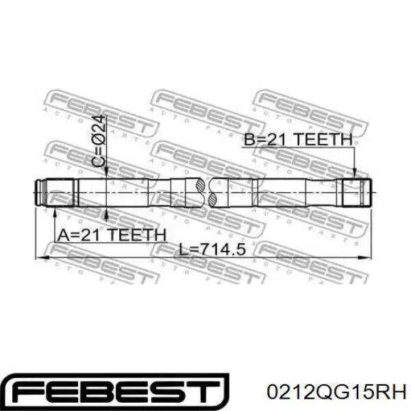 Піввісь передня, права Febest 0212QG15RH ціна, від 42.58 USD