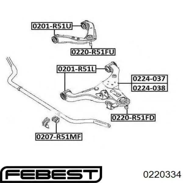 Кульова опора, верхня Febest 0220334