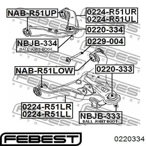 Кульова опора, верхня 0220334 Febest
