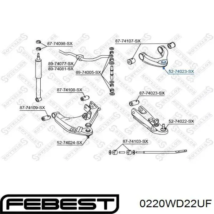 Купити 0220WD22UF Febest Кульова опора, верхня