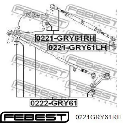 0221GRY61RH Febest накінечник центральної рульової тяги. задньої правої