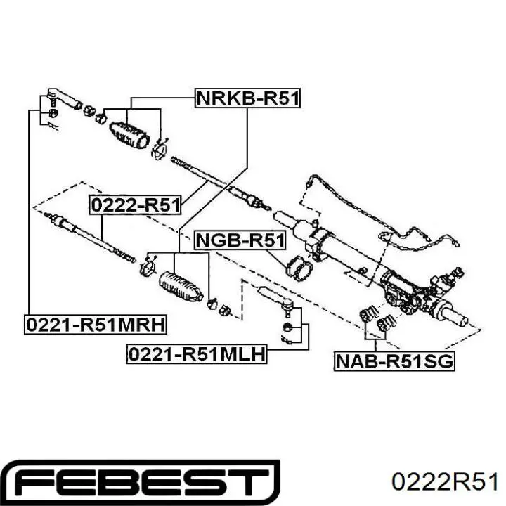 Тяга рульова поперечна Febest 0222R51 ціна, від 13.82 USD