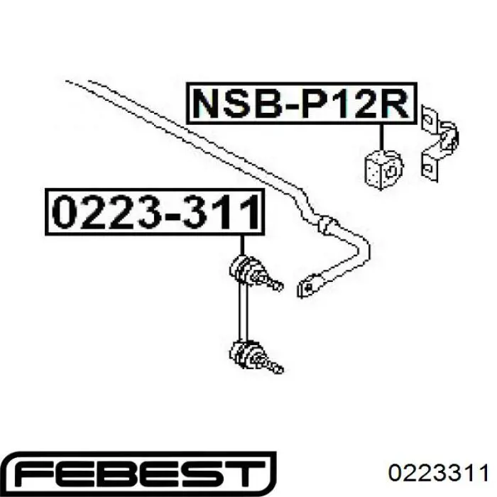Купити 0223311 Febest Солдатик стабілізатора, заднього