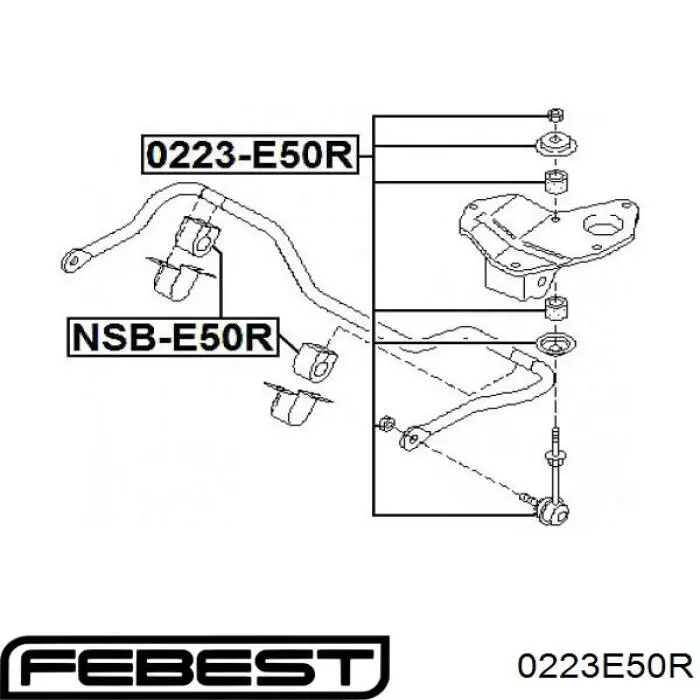 0223E50R Febest втулка стійки переднього стабілізатора