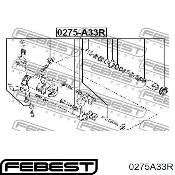0275A33R Febest ремкомплект супорту гальмівного заднього