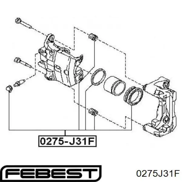 0275J31F Febest ремкомплект супорту гальмівного переднього