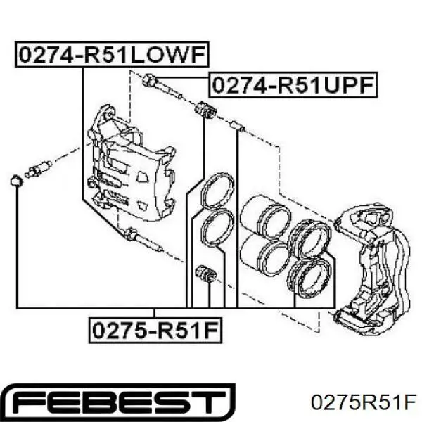 Ремкомплект переднього супорту 0275R51F Febest