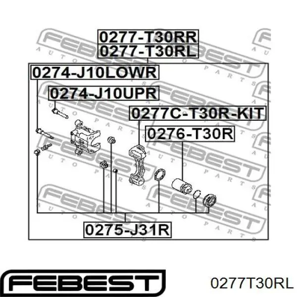 Супорт гальмівний задній лівий 0277T30RL Febest