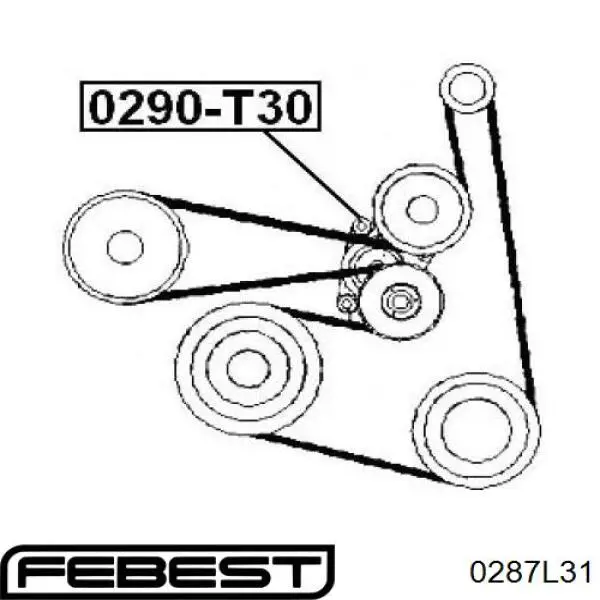 Ролик натягувача приводного ременя Febest 0287L31