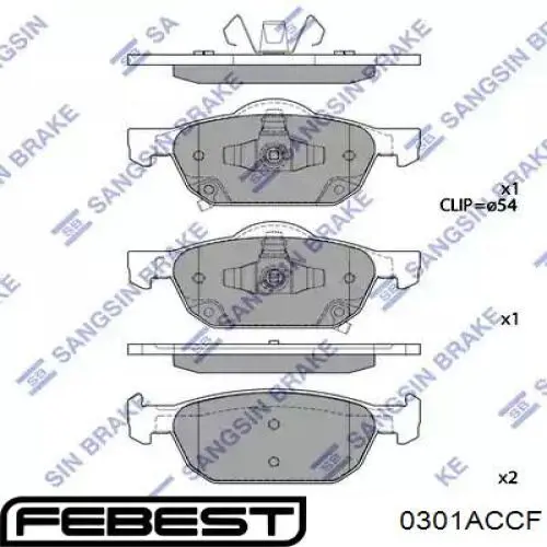 Колодки гальмівні передні, дискові 0301ACCF Febest