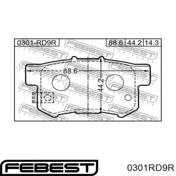 Задні гальмівні колодки 0301RD9R Febest