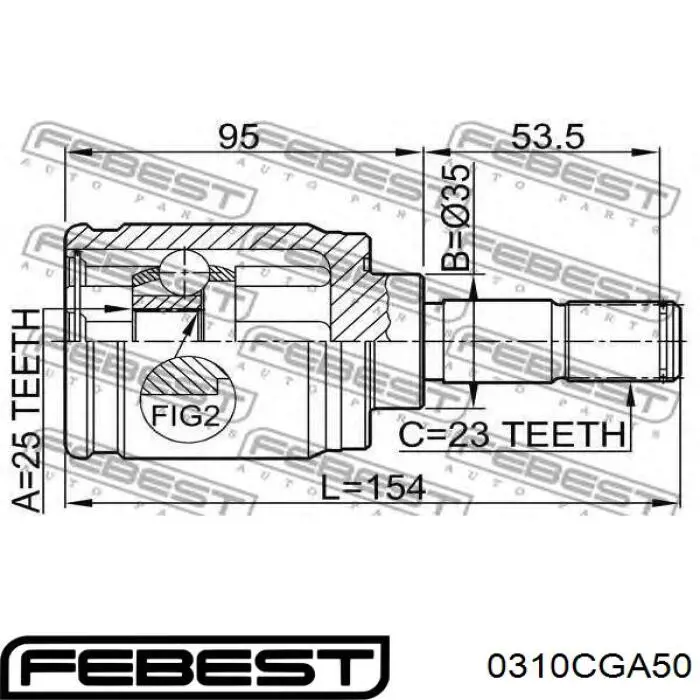 Купити 0310CGA50 Febest Шарнір приводу зовнішній