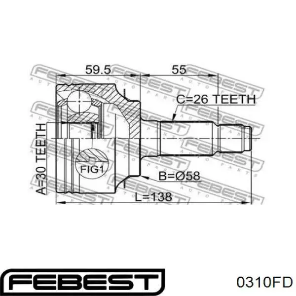 Граната колісна Febest 0310FD ціна, від 32.41 USD
