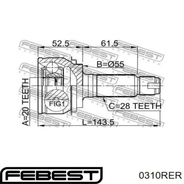 Граната зовнішня задня Febest 0310RER ціна, від 35.52 USD