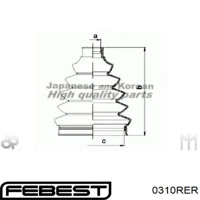 Купити 0310RER Febest Шарнір різних кутових швидкостей задній