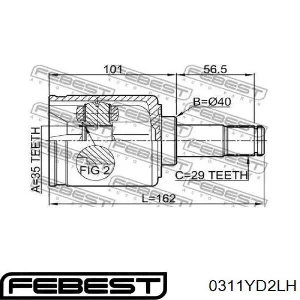 Купити 0311YD2LH Febest Граната внутрішня, передня, ліва