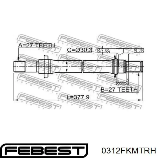 Піввісь (привід) передня, права 0312FKMTRH Febest