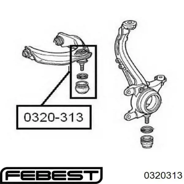 Купити 0320313 Febest Кульова опора, верхня