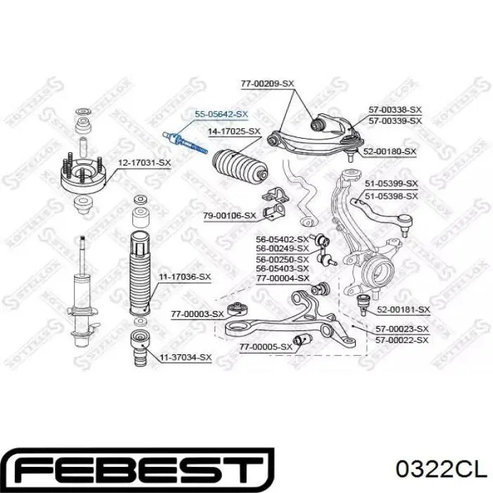 0322CL Febest Тяги кермові
