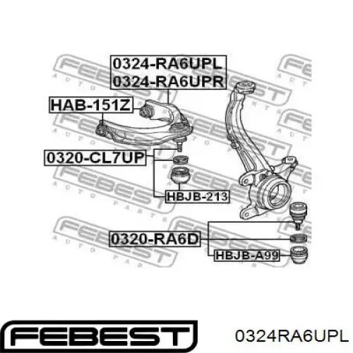 Важіль передньої підвіски верхній, лівий 0324RA6UPL Febest