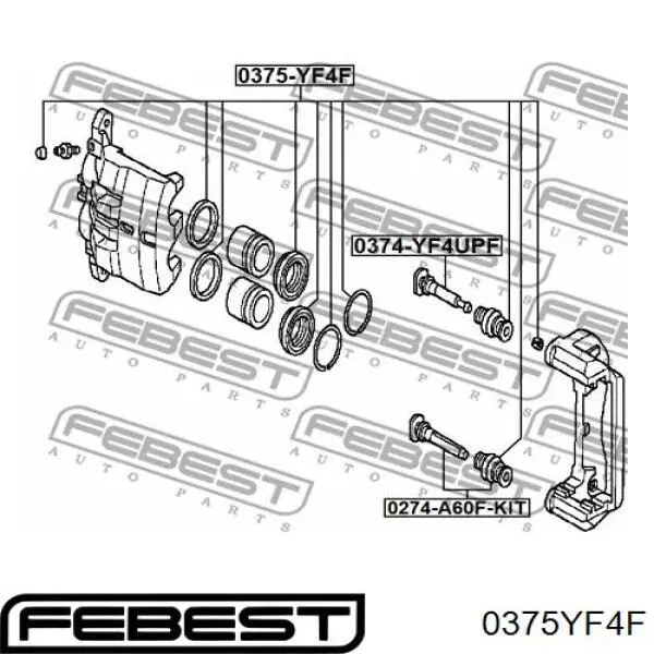 0375YF4F Febest ремкомплект супорту гальмівного переднього
